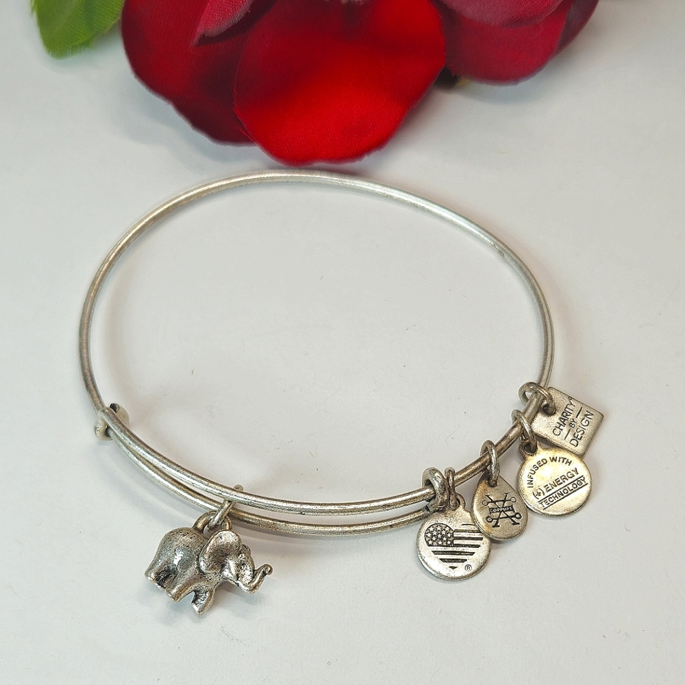 Alex and Ani Charity By Design Silver Elephant Charm Bracelet